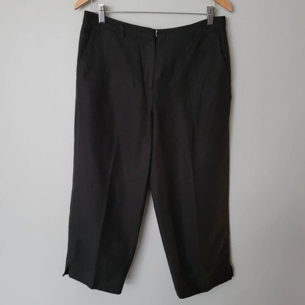 Larry Levine Women's Black 55% Linen Capri Pants Size 12